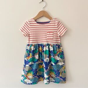 MINI BODEN EUC Whimsical Rainbow Cloud Print Shirt Dress